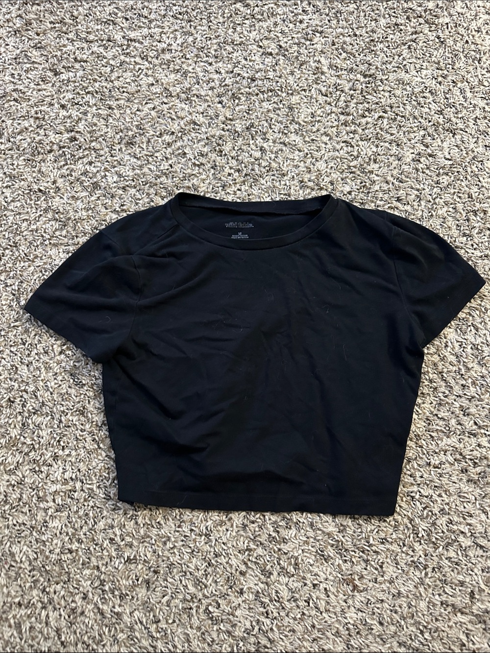 wild fable Black Cropped Tee - Short Sleeve Crew (MRO)
